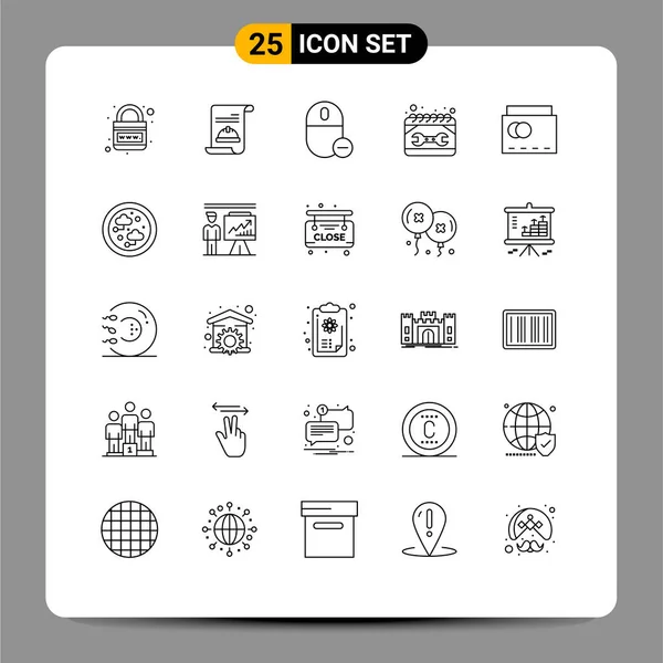 Pictogram Set Simple Lines Restruction Construction Invite Calendar Mouse Editable — 스톡 벡터