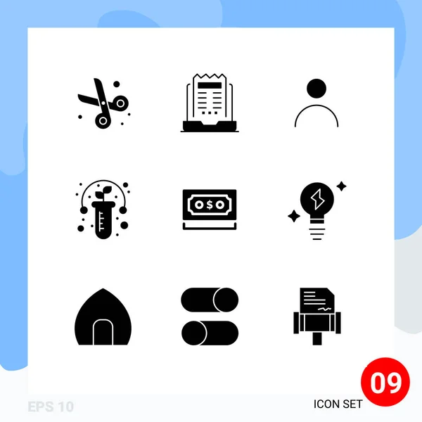 Icônes Créatives Signes Modernes Symboles Dollar Test Journal Usine Utilisateur — Image vectorielle