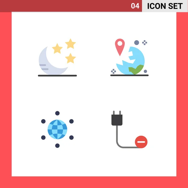 Set Iconos Planos Vectoriales Rejilla Para Media Luna Globo Gps — Vector de stock