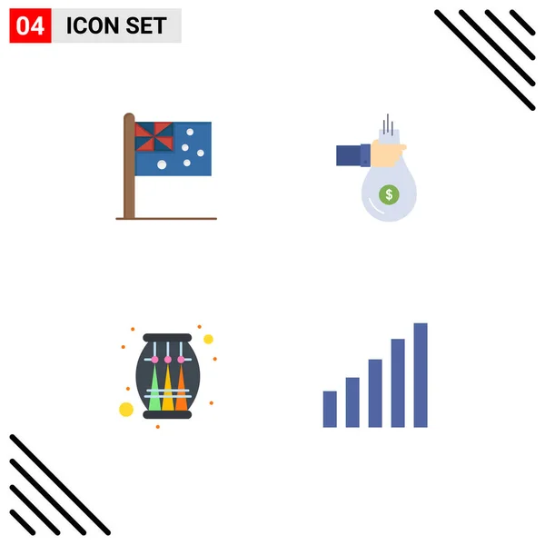 Modern Set Flat Icons Symbols Australia Offer Nation Give Music — Stock Vector