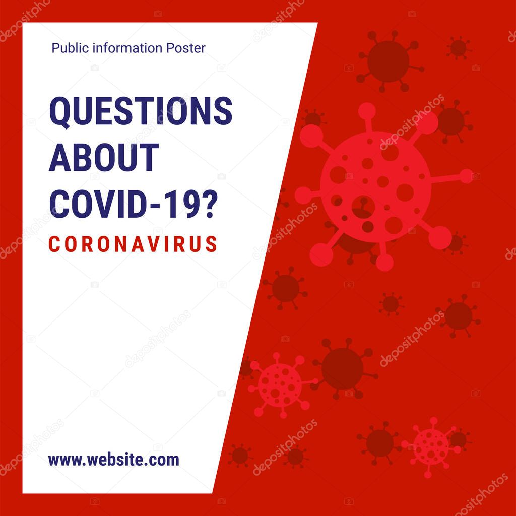 Public Information Poster about Coronavirus. COVID 19 Poster. Vector COVID-19 Awareness Poster