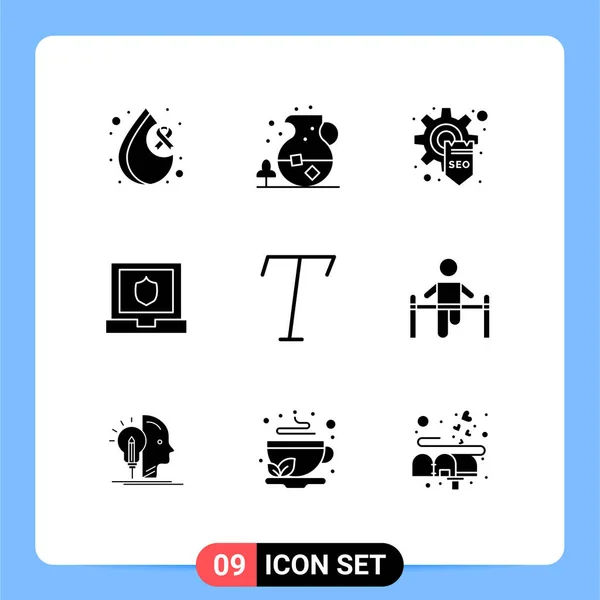 Creative Icons Modern Signs Symbols Exercise Font Development Shield Laptop — Stock Vector