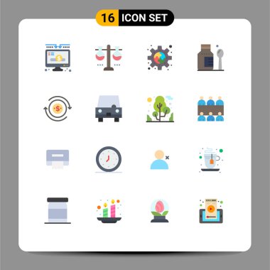 Nakit, hastane, test tüpü, sağlık hizmetleri, eklenebilir Creative Vector Design Element Paketi için 16 Modern Düz Renk Grubu