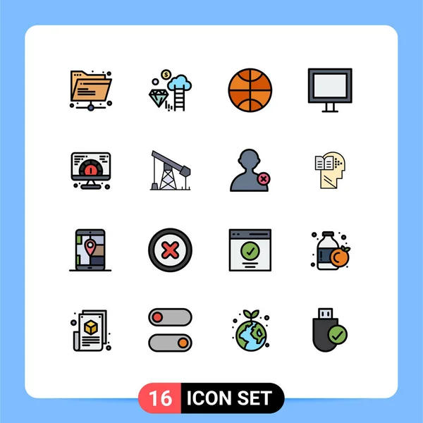 Creative Icons Современные Знаки Символы Подачи Веб Баскетбол Скорость Телевидение — стоковый вектор