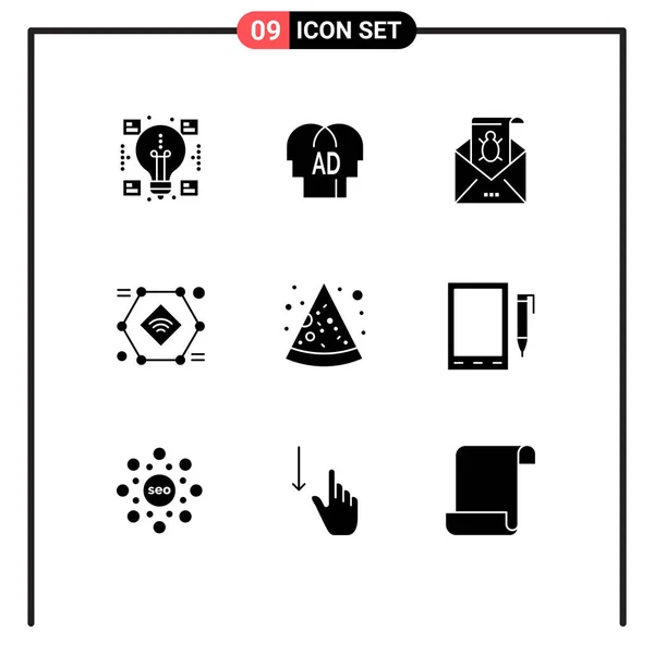 User Interface Pack Basic Solid Glyphs Iot Virus Bug Threat — Stock Vector