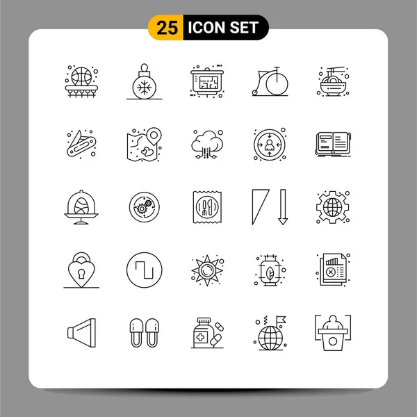 Stock Vector Icon Pack Line Segni Simboli Cina Veicoli Decorazione — Vettoriale Stock