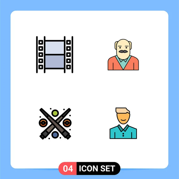 Iconos Creativos Signos Símbolos Modernos Cine Diversión Multimedia Anciano Jugar — Vector de stock