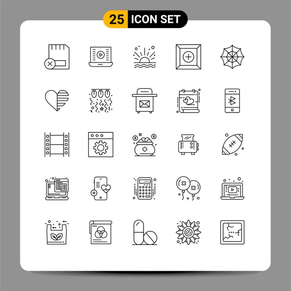 Universal Icon Symbols Group Modern Lines Halloween New Video Play — Stockvektor