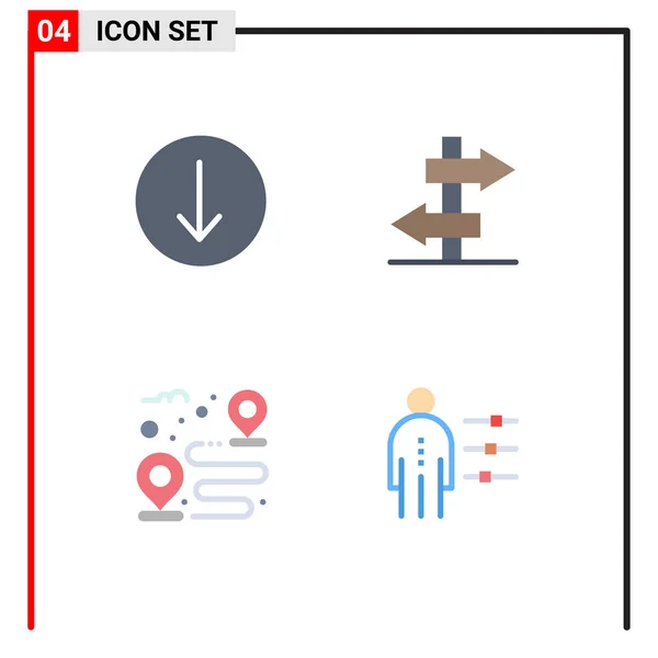 Thematic Vector Flat Icons Editable Symbols Arrow Path Board Destination — Stockový vektor