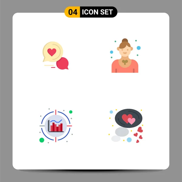 Pictogram Set Simple Flat Icons Chat Bubble Wayress Romantic Chat — 스톡 벡터