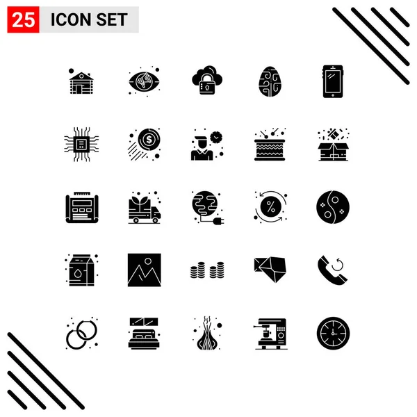 Universal Icon Symbols Group Modern Solid Glyphs Smart Phone Holiday — Stock Vector