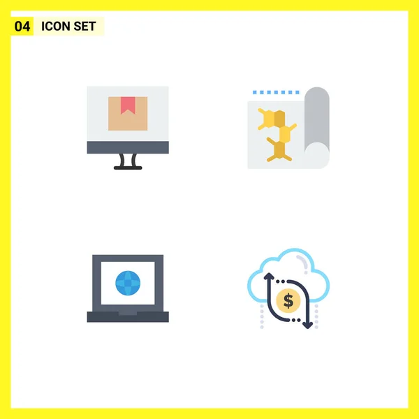 Set Von Vector Flat Icons Grid Für Box Globus Labor — Stockvektor