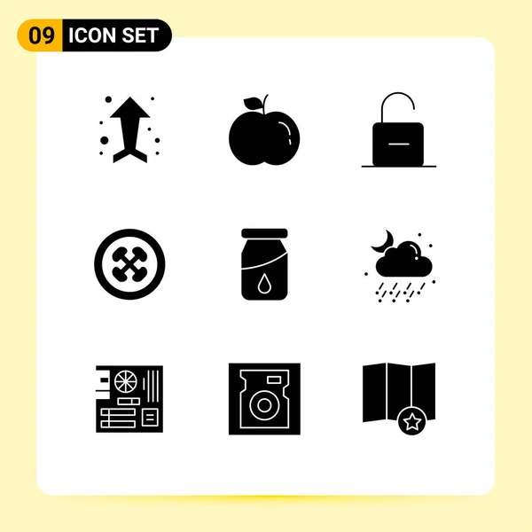 Vector Icon Pack Line Signs Symbols Drop Begine Safety Fruit — 스톡 벡터