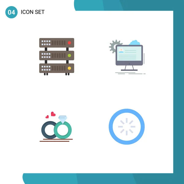 Set Von Modernen Symbolen Symbole Zeichen Für Datenbank Ring Hosting — Stockvektor