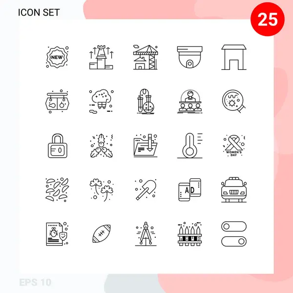 Set Modern Icons Symbols Signs Building Security Arrow Roof Building — Stock Vector