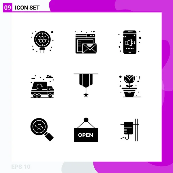 Set Modern Icons Symbols Signs Decoration Truck App Garbage City — Stock Vector