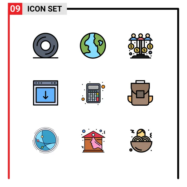 Universal Icon Symbols Group Modern Filledline Flat Colors Calculator South — 스톡 벡터