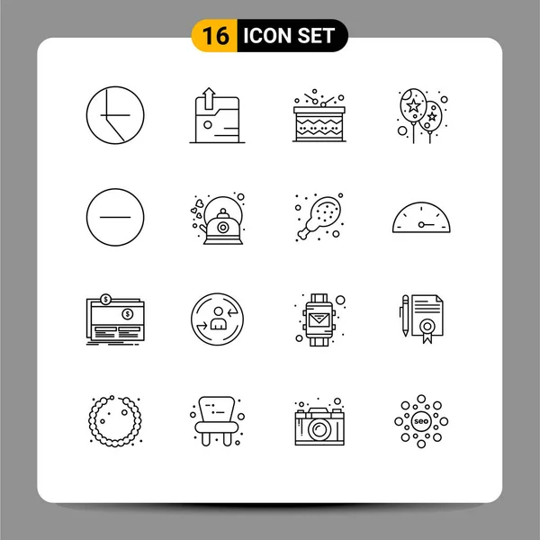 Stock Vector Icon Pack Mit Zeilenzeichen Und Symbolen Für Brauen — Stockvektor