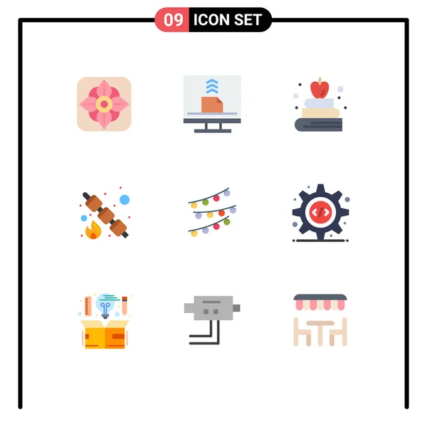 Universal Icon Symbols Group Modern Flat Színek Ünnepségek Dekorációk Alma — Stock Vector