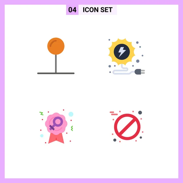 Mobile Interface Flat Icon Set Pictograms Coordinate Woman Electricity Badge — Stockový vektor