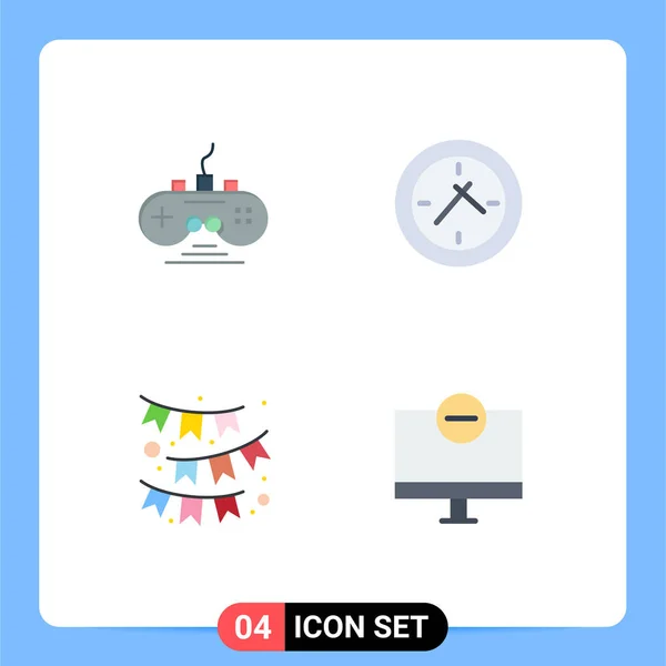 Icon Plano Interface Móvel Conjunto Pictogramas Controlador Festa Almofada Jogo — Vetor de Stock