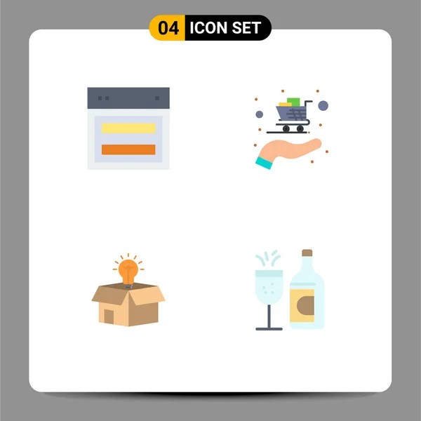 Group Flat Icons Signs Symbols Design Business Web Cart Solution — Stock Vector