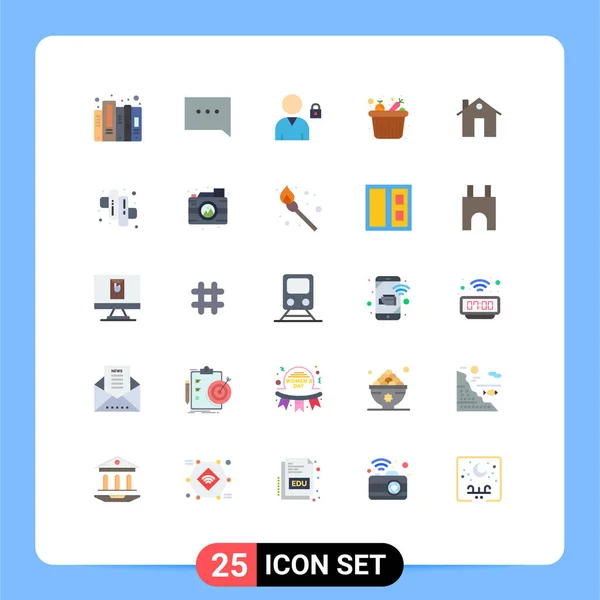 Creative Icons Modern Signs Sysymbols Buildings Apartment Lock Address Grocery — Vector de stock
