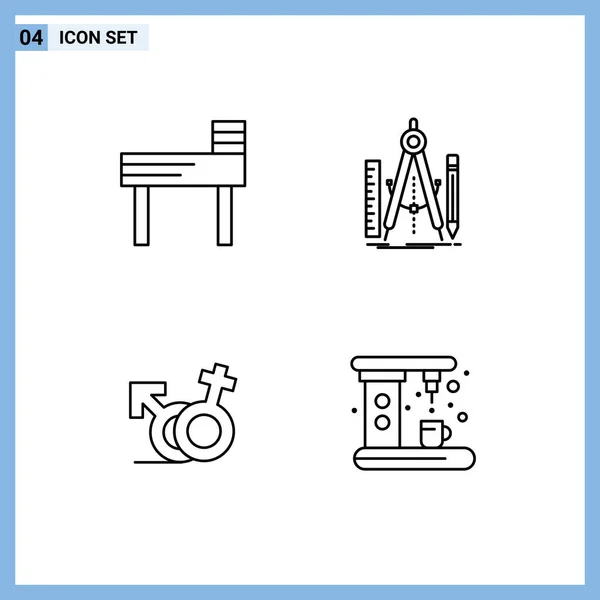 Set Van Moderne Pictogrammen Symbolen Tekenen Voor Stoel Symbool Bouwen — Stockvector