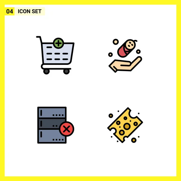 전형적 Vector Filledline Flat Colors Editable Symbols Checout Cheese Child — 스톡 벡터