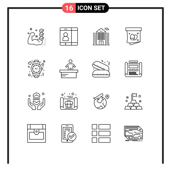 Universal Icon Symbols Group Modern Vázlatok Szeretet Szív Apartman Nyaralás — Stock Vector