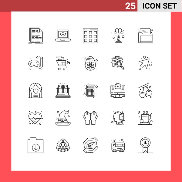 Stock Vector Icon Pack Mit Linienzeichen Und Symbolen Für Seo — Stockvektor