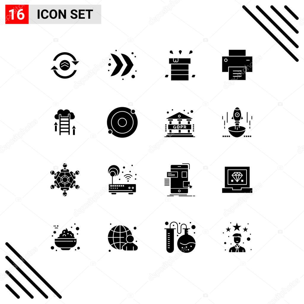 Stock Vector Icon Pack of 16 Line Signs and Symbols for cloud, line, bag, interface, water Editable Vector Design Elements