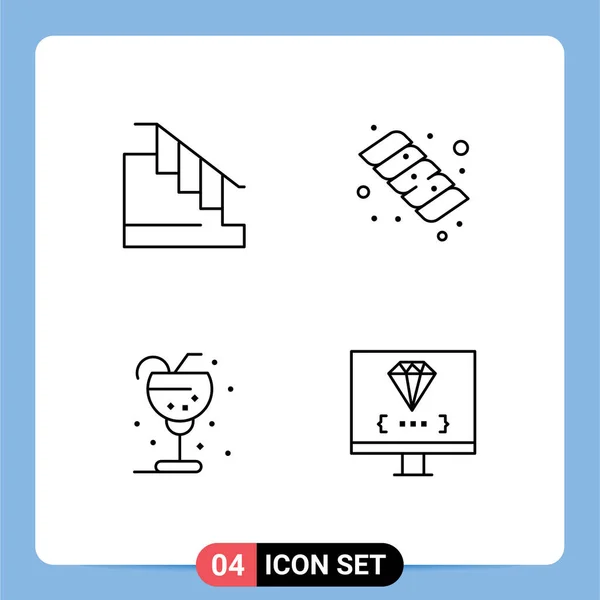 Ensembles Icônes Vectorielles Standard Panneaux Symboles Quatre Lignes Pour Construction — Image vectorielle