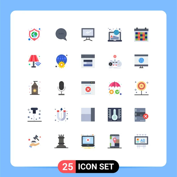 Universal Icon Symbols Group Cores Planas Modernas Calendário Online Monitor — Vetor de Stock