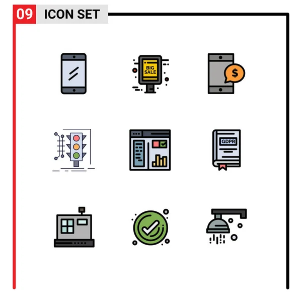 Stock Vector Icon Pack Mit Zeilenzeichen Und Symbolen Für Design — Stockvektor