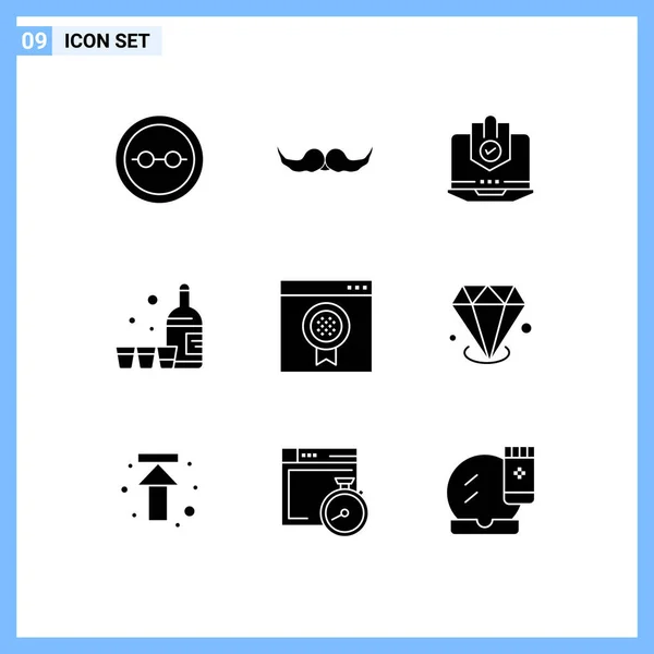 Mobile Interface Solid Glyph Set Pictograms Drink Protection Male Protected — Stock Vector
