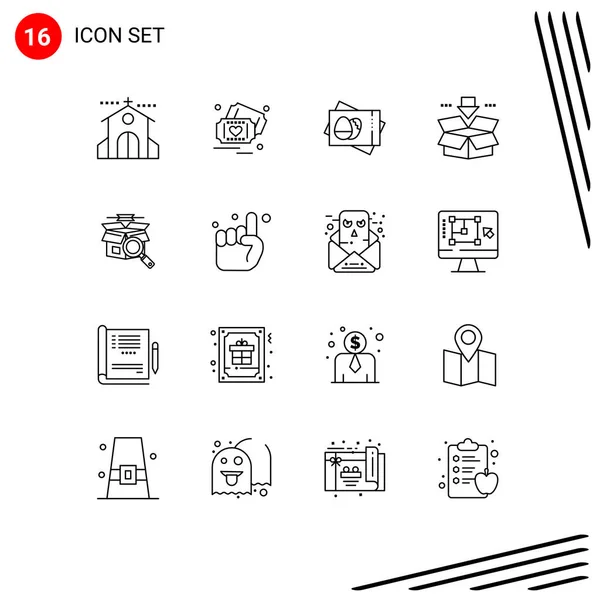 16のグループ概要ボックス ダウンロード 結婚式 ボックス カード編集可能なベクトルデザイン要素のための記号と記号 — ストックベクタ