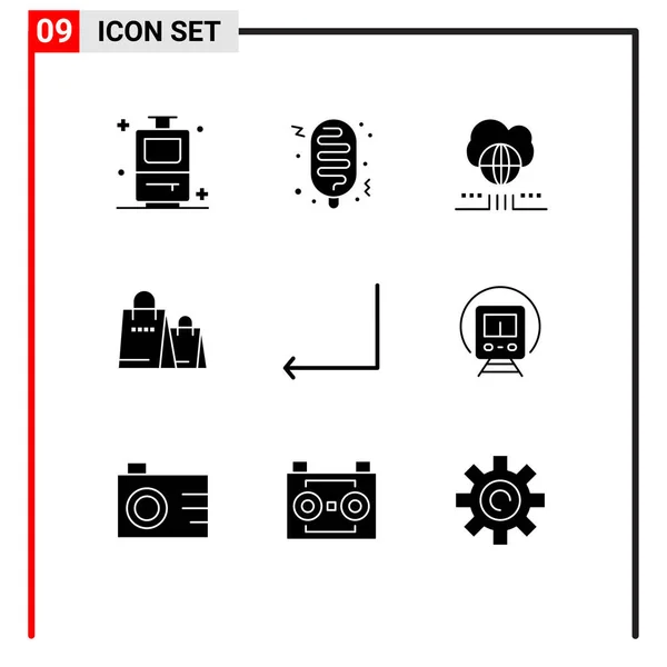 Interface Usuário Solid Glyph Pack Sinais Símbolos Modernos Cortejo Volta — Vetor de Stock