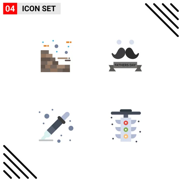 Set Iconos Planos Vectoriales Rejilla Para Ladrillos Gotero Celebrar Bigote — Archivo Imágenes Vectoriales