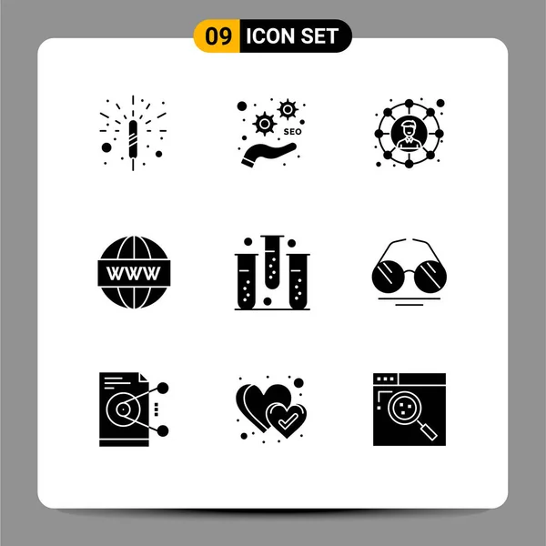 Modern Set Solid Glyphs Pictograph Disease Web Social Seo Media — Stock Vector