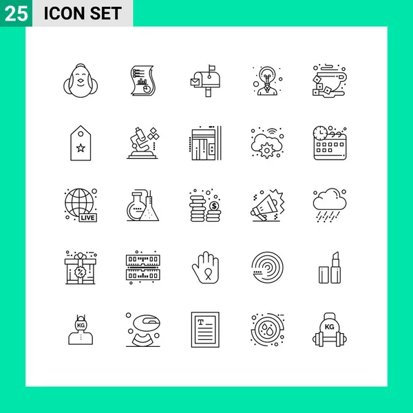 アイデア 郵便局 データ メールボックス メール編集可能なベクトルデザイン要素のための25の商用ラインパックのセット — ストックベクタ