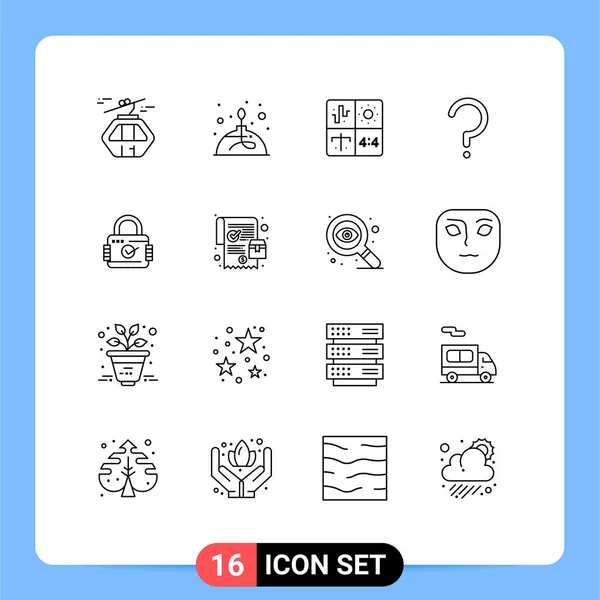 16個のモダンなUiアイコンのセット質問マーク ヘルプ プロセス 開発のための記号編集可能なベクトルデザイン要素 — ストックベクタ