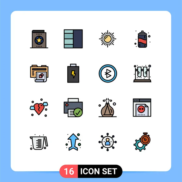 Set Modern Ikonok Szimbólumok Jelek Akkumulátor Természet Folyamat Nyáron Szerkeszthető — Stock Vector