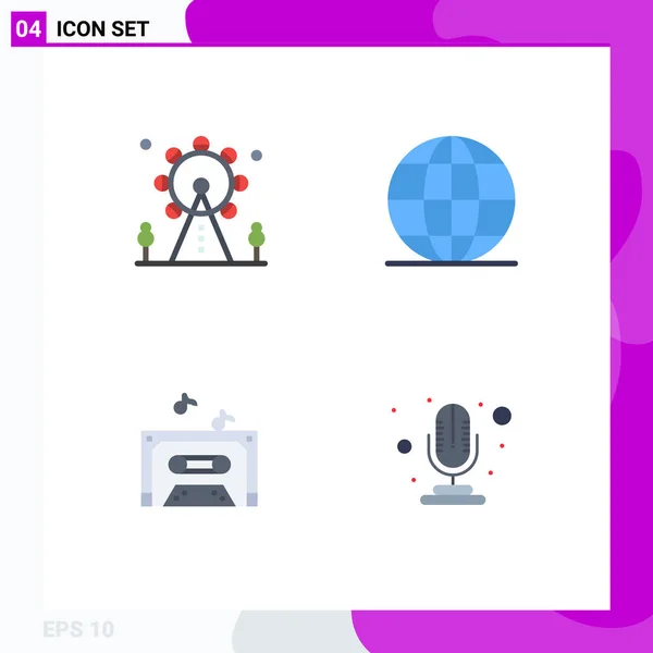 Modern Set Flat Icons Pictograph Holiday Sound Sign Office Mic — Stock Vector