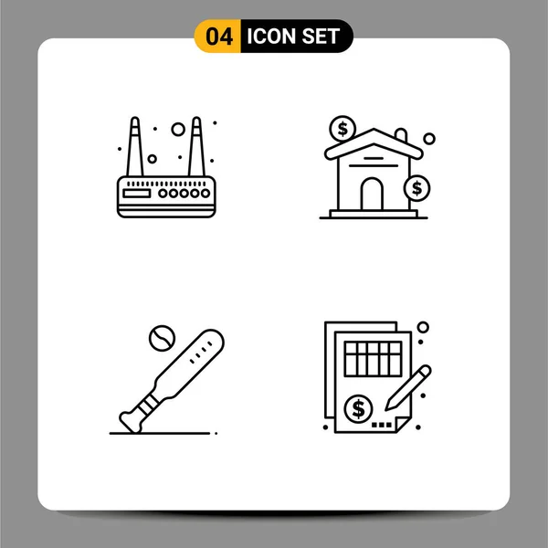 Stock Vector Icon Pack Mit Linienzeichen Und Symbolen Für Modem — Stockvektor