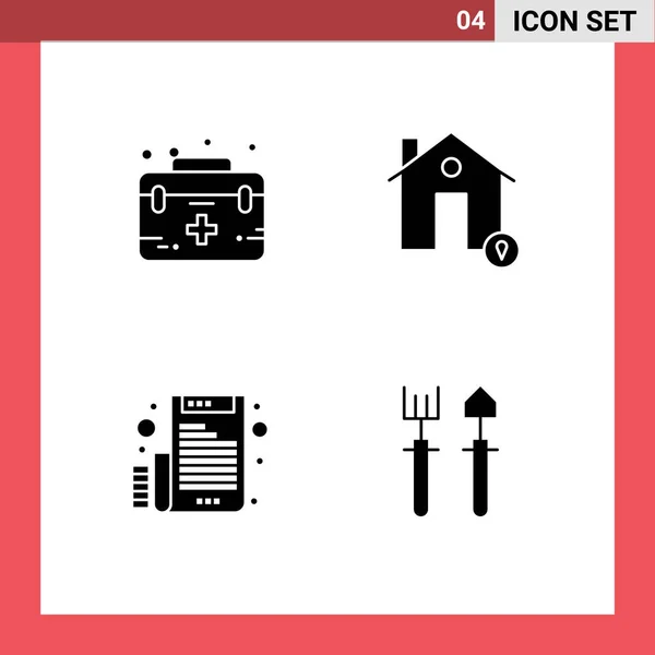 Groupe Glyphes Solides Modernes Set Pour Aide Carte Médical Succession — Image vectorielle