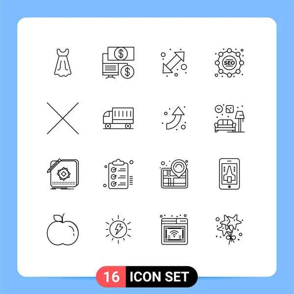 Universal Icon Symbols Group Modern Outlines Shipping Car Left Delete — Stock Vector