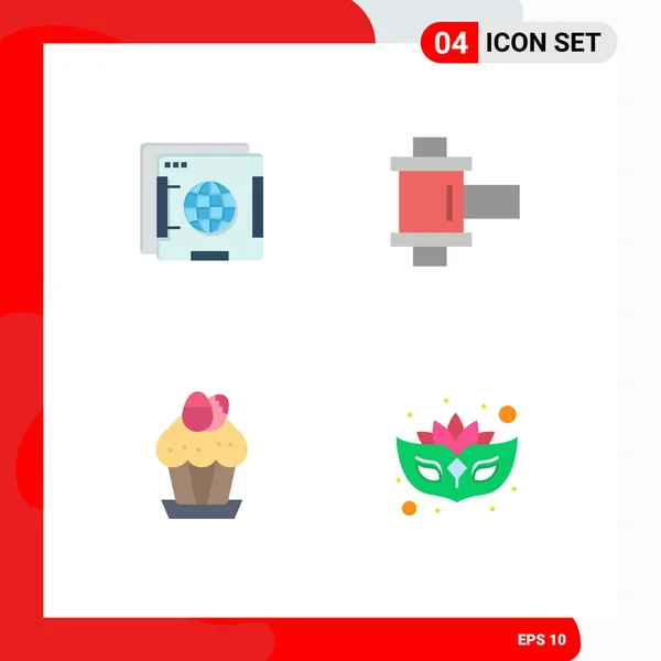 Universal Flat Icons Set Web Mobile Applications Brower Cup Globe — Stockový vektor