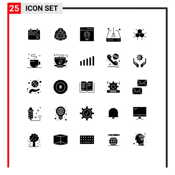包含25个具有创意的实体字形 包括结构 箭头可编辑向量设计元素 — 图库矢量图片