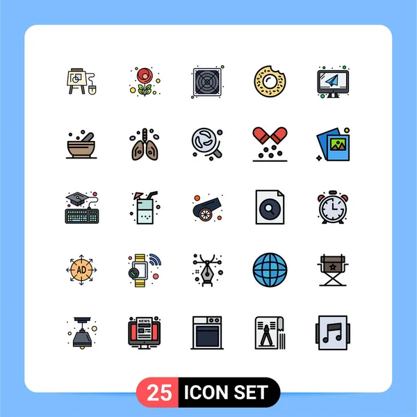 기호의 Vector Icon Pack Line Signs Symbols Bowl Laptop Power — 스톡 벡터